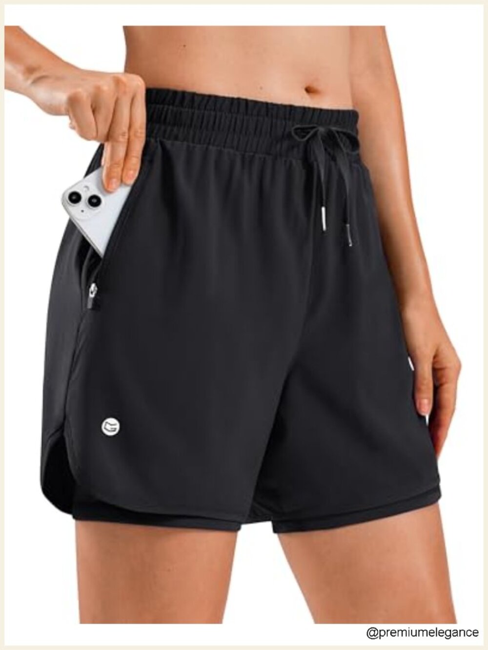Gradual 2 in 1 Running Shorts Women High Waist 2 Zipper Pockets Quick Dry